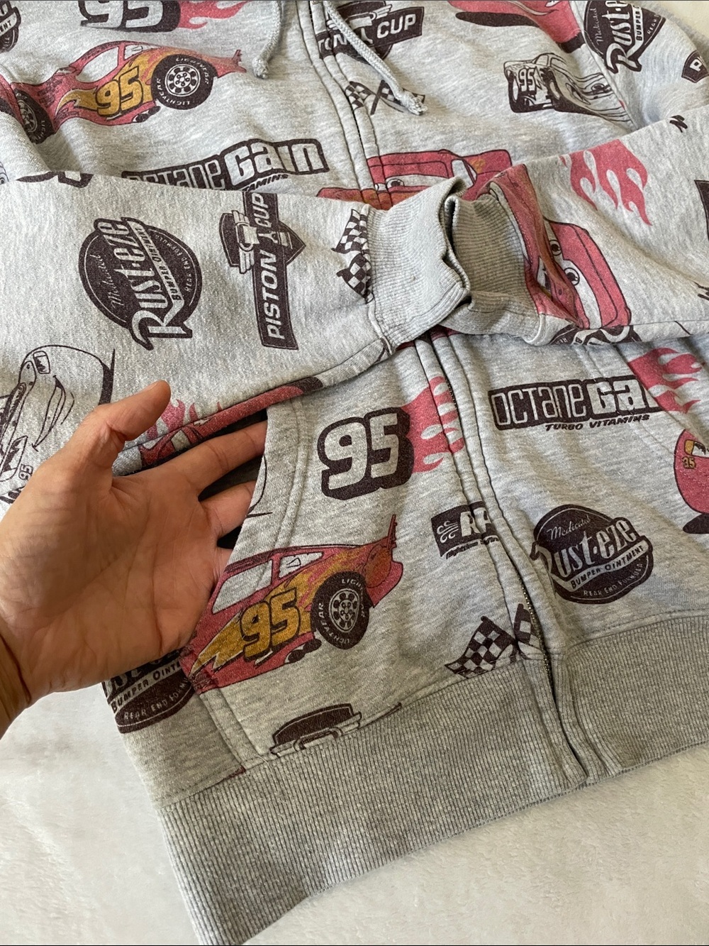 Pixar Cars Lightning McQueen size XS Gray full-zip hoodie - Picture 2 of 8